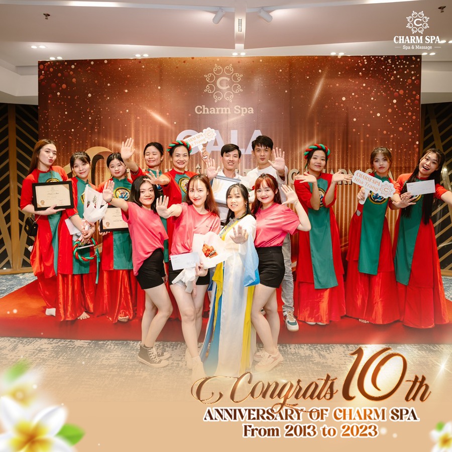 tiệc kỷ niệm 10 năm thành lập hệ thống Charm spa