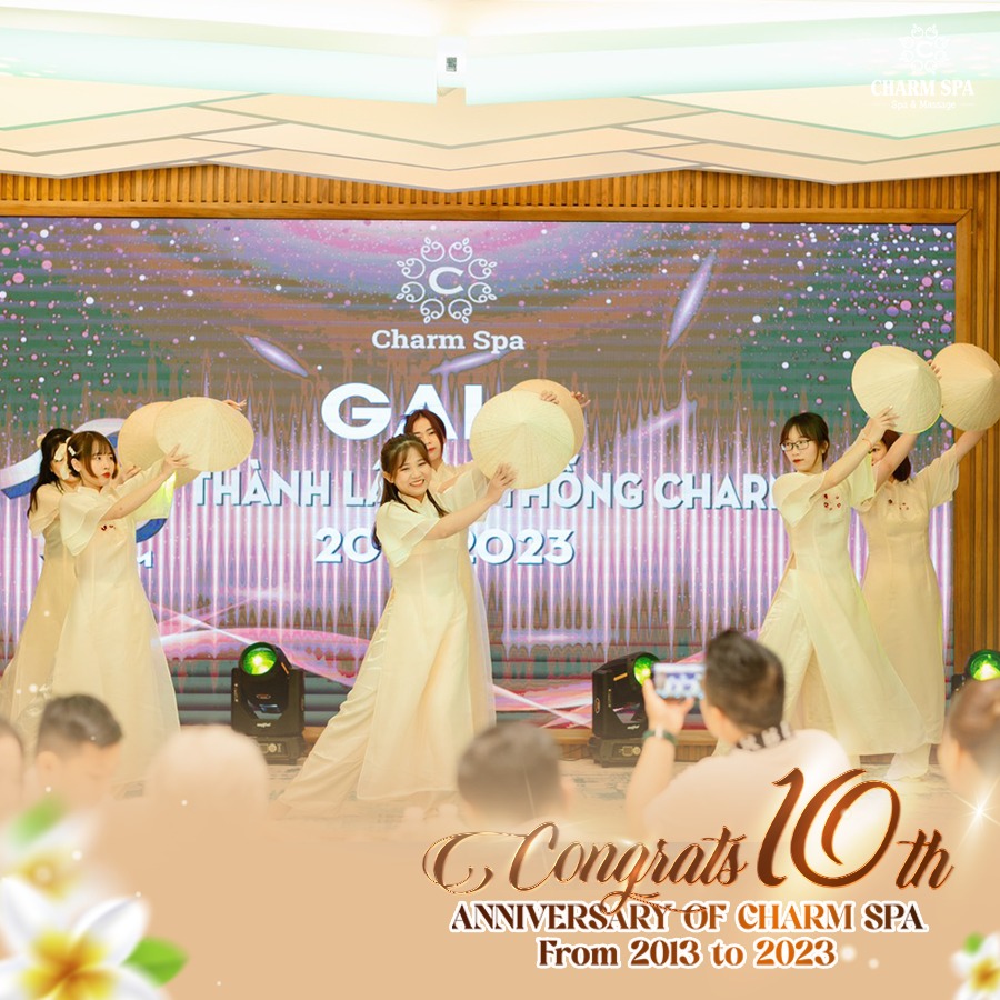 tiệc kỷ niệm 10 năm thành lập hệ thống Charm spa