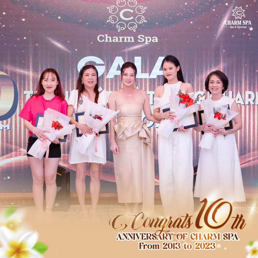 tiệc kỷ niệm 10 năm thành lập hệ thống Charm spa